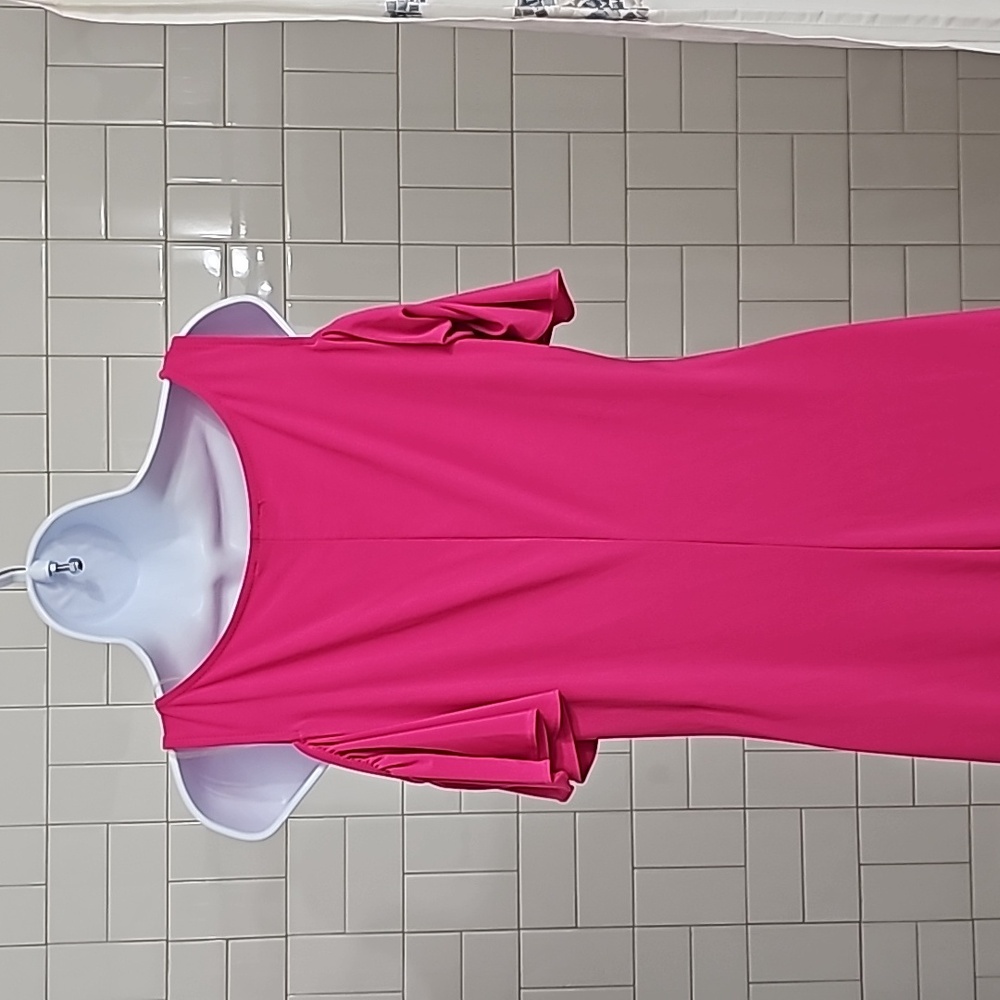 NWOT-MSK Sheath Cold Shoulder Hot Pink Dress - Picture 3 of 10